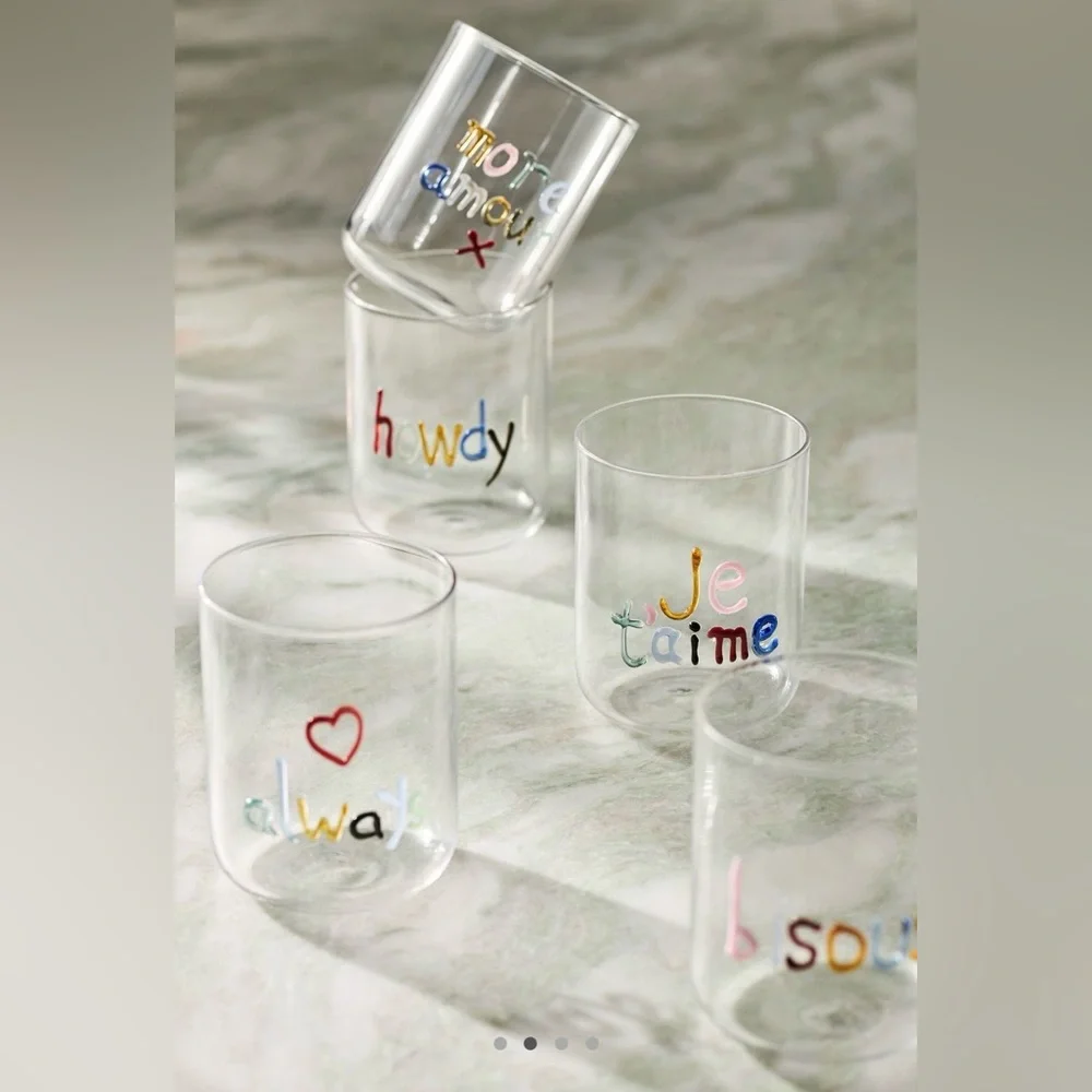 Anthropologie The Love Notes Icon Juice Glass, TIPSY, NWT